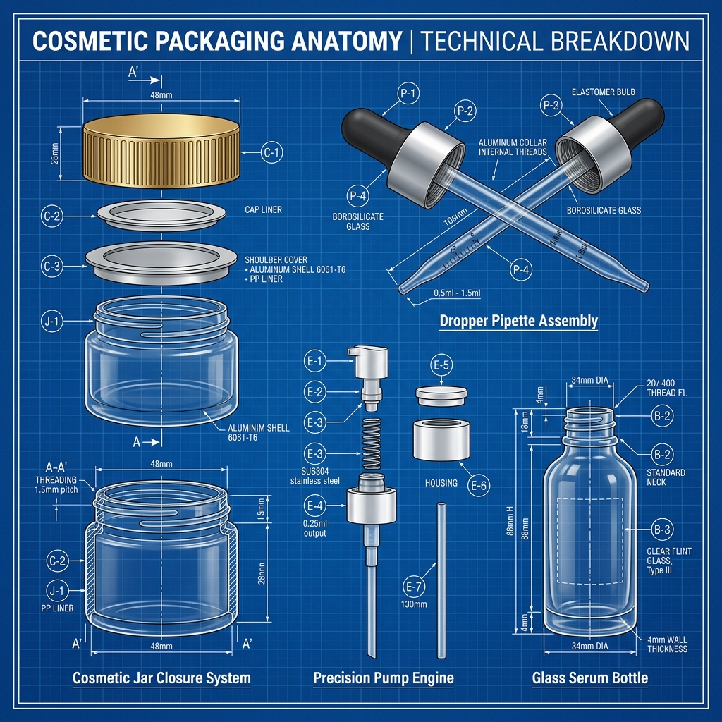 Cosmetic Packaging Anatomy Blueprint